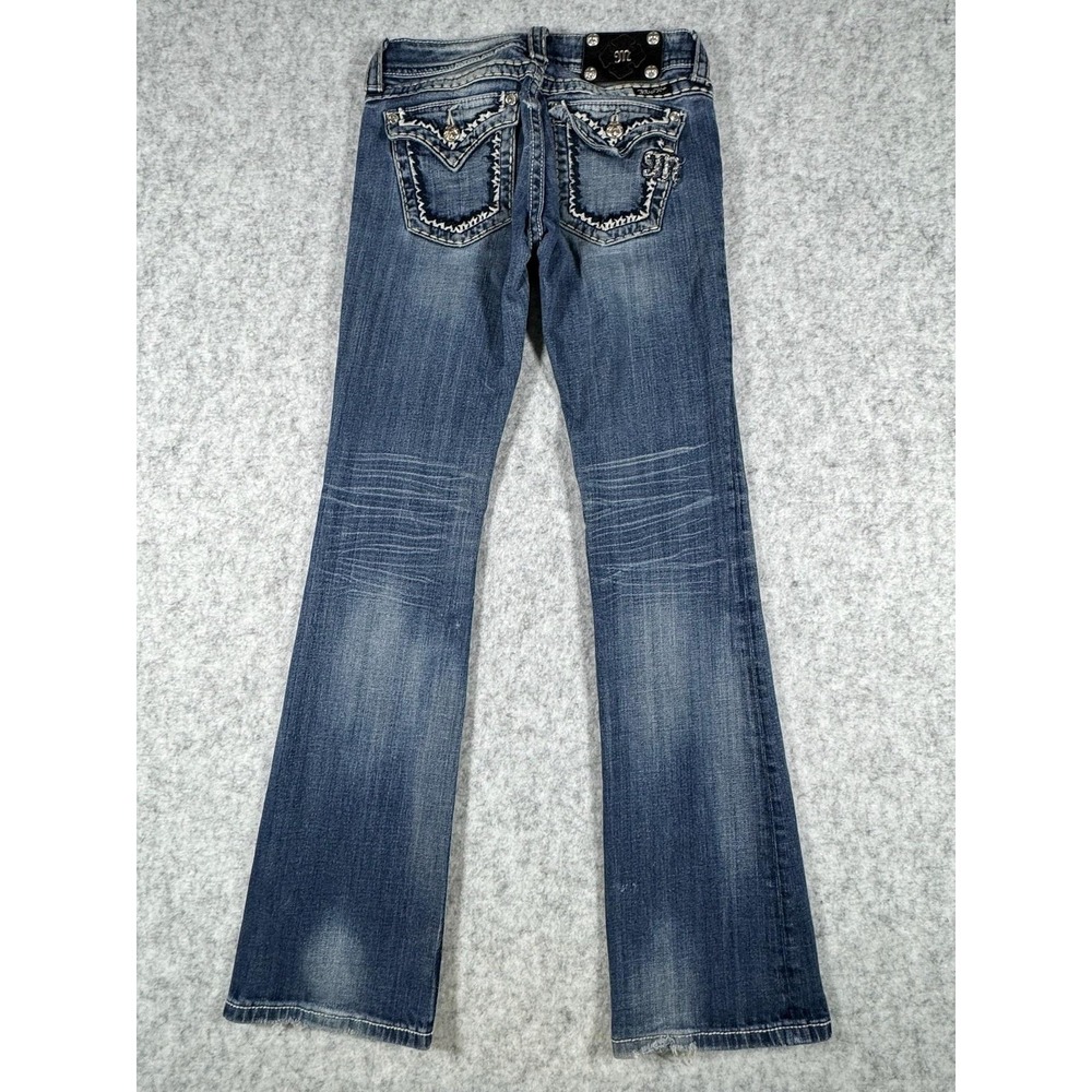 Miss Me Bootcut Jeans Womens 26 Blue Dark Wash Embroidered Rhinestone Denim - Picture 2 of 16
